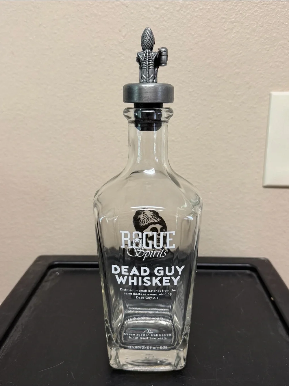 Empty Rogue Dead Guy Glass Whiskey Bottle Decanter